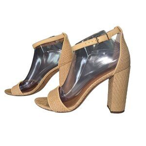 J. McLaughlin MADISON Raffia Heels Women’s Size 9 Tan Beige Open Toe Ankle Strap